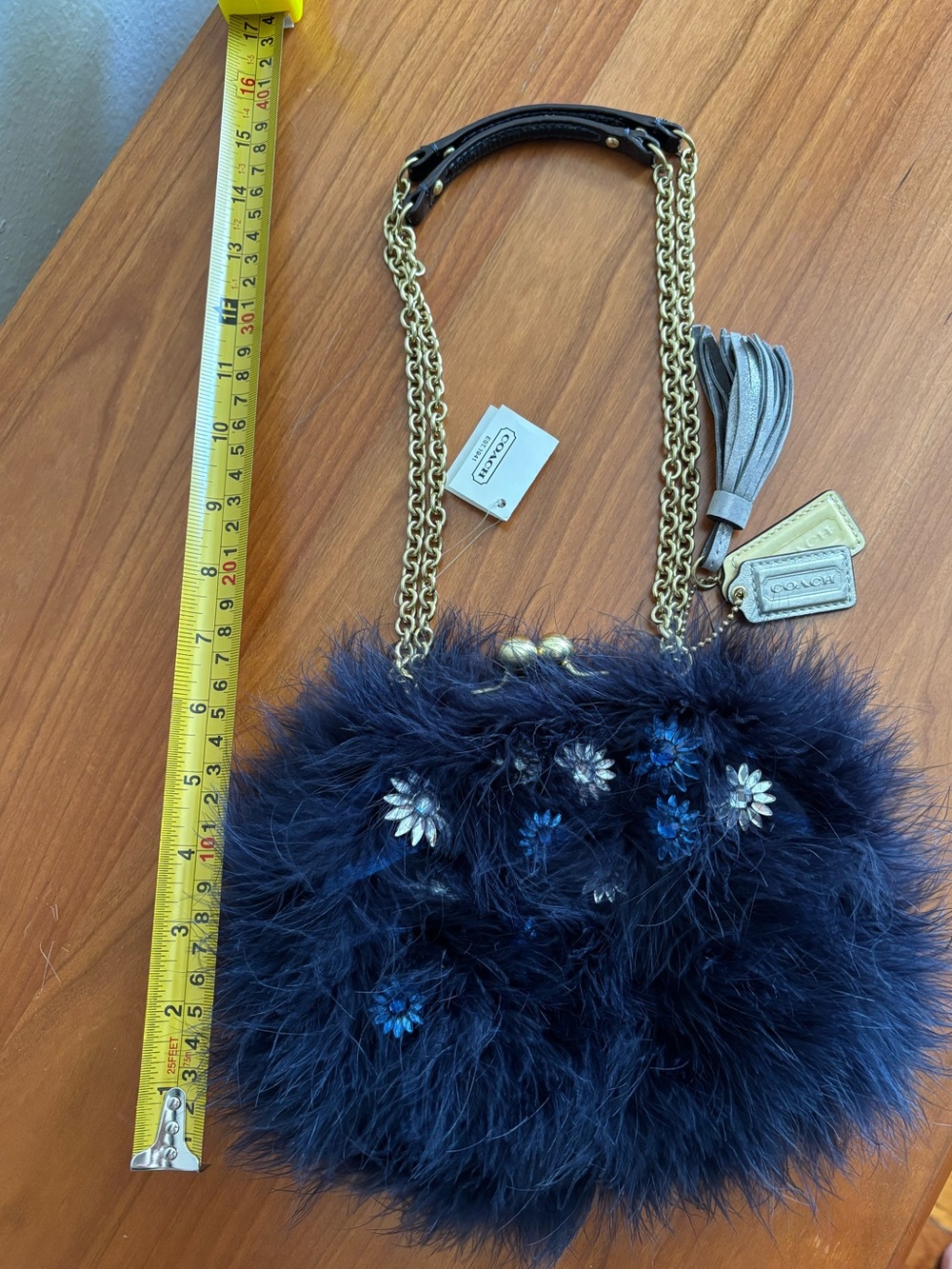 Coach Limited-Edition Poppy Ostrich Crossbody Feather Clutch - Picture 9 of 16